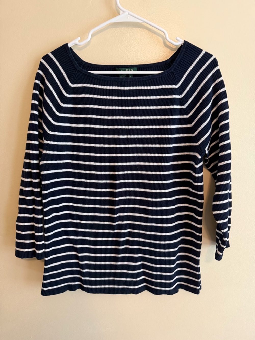 Lauren Ralph Lauren Navy & White Striped Knit Top